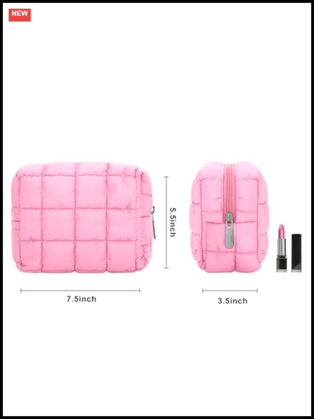Quilted Makeup Bag for Women, Cotton Cosmetic Pouch Travel Organizer